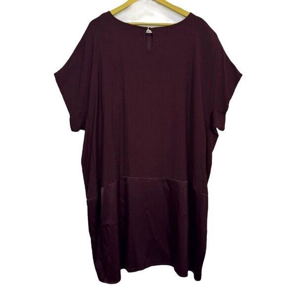 Universal Standard Avenir Double Luxe Satin Short Sleeve Dress Burgundy XL 26/28 - Picture 4 of 10